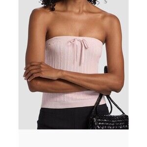 Reformation Zazie Knit Cotton Blend Strapless Top Pink Ribbed XL NWT